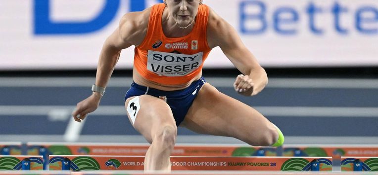 Netherlands' Nadine Visser competes in the women's 60 metres hurdles heat 5 during the World Athletics Indoor Championships Kujawy Pomorze 2026 in Torun, Poland on March 22, 2026. 
Andrej ISAKOVIC / AFP