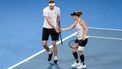 epa11062433 Laura Siegemund and Alexander Zverev of Germany in action against Iga Swiatek and Hubert Hurkacz of Poland during their doubles match for the final of the 2024 United Cup between Poland and Germany at Ken Rosewall Arena in Sydney, Australia, 07 January 2024.  EPA/STEVEN MARKHAM  AUSTRALIA AND NEW ZEALAND OUT