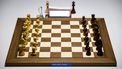 WIJK AAN ZEE - Een schaakbord tijdens de opening van het Tata Steel Chess Tournament. Onder de huidige coronaregels is het niet toegestaan om publiek toe te laten tijdens de 84e editie. ANP SEM VAN DER WAL