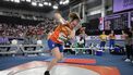 epa11978729 Jessica Schilder of Netherlands competes in the Women's Shot Put final at the World Athletics Indoor Championships in Nanjing, China, 21 March 2025.  EPA/ANDRES MARTINEZ CASARES