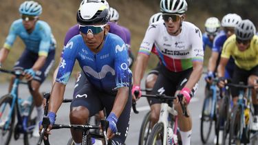 epa11134558 Colombian Nairo Quintana of Movistar Team competes during the second stage of the Tour Colombia 2024 cycling race over 168.6km between Paipa and Santa Rosa de Viterbo, Colombia, 07 February 2024.  EPA/Carlos Ortega