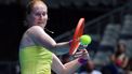 epa10408251 Alison Van Uytvanck of Belgium in action against Petra Kvitova of the Czech Republic during their first round match at the Australian Open tennis tournament in Melbourne, Australia, 16 January 2023.  EPA/FAZRY ISMAIL