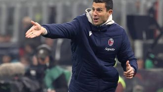 epa11109206 Bolognaâ€™s head coach Thiago Motta reacts during the Italian Serie A soccer match between AC Milan and Bologna at Giuseppe Meazza stadium in Milan, Italy, 27 Jenuary 2024.  EPA/MATTEO BAZZI
