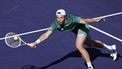 epa11948038 Tallon Griekspoor of the Netherlands in action against Alexander Zverev of Germany during the BNP Paribas Open tennis tournament in Indian Wells, California, USA, 07 March 2025.  EPA/JOHN G. MABANGLO
