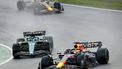 2023-08-27 17:19:26 ZANDVOORT - Max Verstappen (Red Bull Racing), Fernando Alonso (Aston Martin) en Sergio Perez (Red Bull Racing) tijdens de F1 Grand Prix van Nederland op het Circuit van Zandvoort op 27 augustus 2023 in Zandvoort, Nederland. ANP REMKO DE WAAL