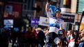 Netherlands' Lorena Wiebes of SD Worx-Protime celebrates as she crosses the finish line to win the 'Samyn des Dames' one day cycling race, in Dour, on March 4, 2025. 
VIRGINIE LEFOUR / Belga / AFP