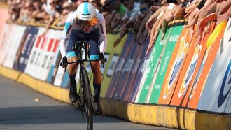 epa12292485 Spanish cyclist Pello Bilbao of Bahrain-Victorious team in action during the seventh and last stage, a time trial over 12.5 km, of the 82nd Tour de Pologne cycling race, in Wieliczka, southern Poland, 10 August 2025.  EPA/Art Service POLAND OUT