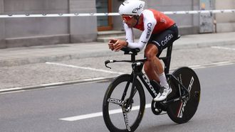 epa10783038 Italy's Davide Cimolai of Cofidis team in action in action during the sixth stage of the 80th Tour de Pologne cycling race, an individual time trial over 16.6 km, in Katowice, southern Poland, 03 August 2023.  EPA/Zbigniew Meissner POLAND OUT