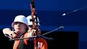Netherlands' Quinty Roeffen competes in the Women's Team 1/8 elimination round during the Paris 2024 Olympic Games at the Esplanade des Invalides in Paris on July 28, 2024. 
Punit PARANJPE / AFP