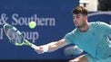 epa12293010 Carlos Alcaraz of Spain in action against Damir Dzumhur of Bosnia-Herzegovina during the 2nd round of the Cincinnati Open at the Lindner Family Tennis Center in Mason, Ohio, USA, 10 August 2025.  EPA/MARK LYONS