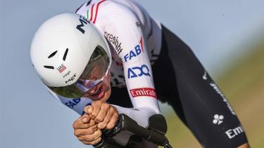 STEENBERGEN - Sjoerd Bax in actie tijdens het NK Tijdrijden in het Brabantse Steenbergen. ANP VINCENT JANNINK