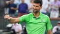 epa11210327 Novak Djokovic of Serbia reacts after his win against Aleksandar Vukic of Australia during the BNP Paribas Open tennis tournament in Indian Wells, California, USA, 09 March 2024.  EPA/RAY ACEVEDO