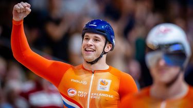 BALLERUP - Harrie Lavreysen in actie tijdens de sprint finale op de vierde dag van het WK baanwielrennen in de Ballerup Super Arena. ANP IRIS VAN DEN BROEK