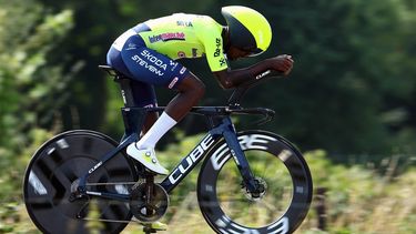 Intermarche-Wanty's Eritrean rider Biniam Girmay Hailu cycles during stage two of the 