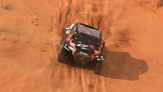 South African driver Henk Lategan and co-driver Brett Cummings compete during Stage 6 of the Dakar Rally 2025, between Hail and Al Duwadimi, Saudi Arabia, on January 11, 2025. 
Valery HACHE / AFP