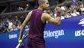 epa12322821 Carlos Alcaraz of Spain pumps his fist towards his team box after winning match point against Reilly Opelka of the US during the first round of the US Open Tennis Championships at the USTA Billie Jean King National Tennis Center in Flushing Meadows, New York, USA, 25  August 2025. The US Open tournament runs from 24 August through 07 September.  EPA/JOHN G. MABANGLO