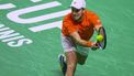 Botic Van de Zandschulp of Team Netherlands returns a shot to Daniel Altmaier of Team Germany during their semi-final singles match between Germany and Netherlands at the Davis Cup Finals at the Palacio de Deportes Jose Maria Martin Carpena arena in Malaga, southern Spain, on November 22, 2024. 
JORGE GUERRERO / AFP