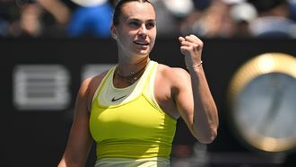 epa11835159 Aryna Sabalenka of Belarus celebrates winning match point against Mirra Andreeva of Russia during their fourth round match during the Australian Open tennis tournament in Melbourne, Australia, 19 January 2025.  EPA/LUKAS COCH   AUSTRALIA AND NEW ZEALAND OUT