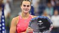 2023-09-10 00:41:41 Belarus's Aryna Sabalenka poses after USA's Coco Gauff won their US Open tennis tournament women's singles final match at the USTA Billie Jean King National Tennis Center in New York City, on September 9, 2023. 
ANGELA WEISS / AFP