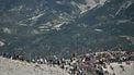 Riders cycle in the ascent of Mont Ventoux during the 16th stage of the 112th edition of the Tour de France cycling race, 171.5 km between Montpellier and Mont Ventoux, southern France, on July 22, 2025. 
Marco BERTORELLO / AFP