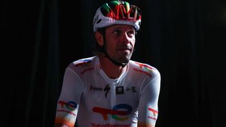2023-07-13 12:39:15 TotalEnergies' Italian rider Daniel Oss waits in Le Scarabee events center hosting the start of the 12th stage of the 110th edition of the Tour de France cycling race, 169 km between Roanne and Belleville-en-Beaujolais, in central-eastern France, on July 13, 2023. 
Anne-Christine POUJOULAT / AFP