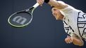 ROSMALEN - Gijs Brouwer (NED) in actie tegen Ugo Humbert (FRA) op de zevende dag van het Libema Open tennis toernooi in Rosmalen. ANP SANDER KONING