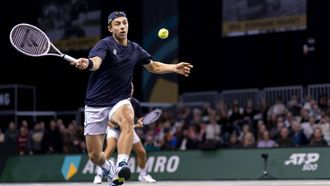 ROTTERDAM - Tallon Griekspoor en Bart Stevens (BEL) in actie tegen Sander Gille en Joran Vliegen (BEL) tijdens de tweede dag van het tennistoernooi ABN AMRO Open in Ahoy. ANP SANDER KONING