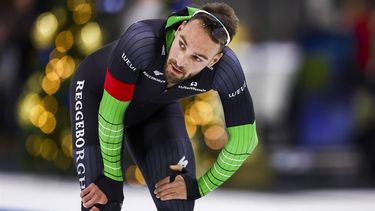 HEERENVEEN - Kjeld Nuis reageert na de 1000 meter tijdens de laatste dag van het NK afstanden in Thialf. ANP VINCENT JANNINK