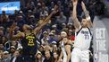 epa11717532 Dallas Mavericks guard Luka Doncic (R) shoots over Golden State Warriors forward Andrew Wiggins (L) during the first quarter of the Emirates NBA Cup tournament game between the Dallas Mavericks and the Golden State Warriors in San Francisco, California, USA, 12 November 2024.  EPA/JOHN G. MABANGLO SHUTTERSTOCK OUT