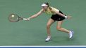epa13235562 Elena Rybakina of Kazakhstan in action against Aryna Sabalenka of Belarus during the Women’s Singles Finals of the US Open Tennis Championships in Flushing Meadows, New York, USA, 12 September 2026.  EPA/BRIAN HIRSCHFELD