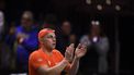 Tallon Griekspoor of Team Netherlands celebrates after winning his match against Jan-Lennard Struff of Team Germany during their semi-final singles match between Germany and Netherlands at the Davis Cup Finals at the Palacio de Deportes Jose Maria Martin Carpena arena in Malaga, southern Spain, on November 22, 2024. 
JORGE GUERRERO / AFP