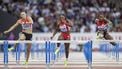 epa12330777 Ackera Nugent of Jamaica, right, on her way to winning the 100m hurdles Womennext to Grace Stark of United States, center, and Nadine Visser of Netherlands at the World Athletics Diamond League final 2025 athletics meeting in Zurich, Switzerland, 28 August 2025.  EPA/MICHAEL BUHOLZER