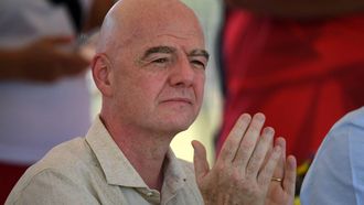 FIFA's president Gianni Infantino applauds during a visit to a sports complex in Cali, Colombia, on August 7, 2026.  
Jaime SALDARRIAGA / AFP