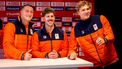 ARNHEM - Janko Franjic, Stephan Huis in ’t Veld en Timme Koster tijdens de teampresentatie van het bobsleeteam. Zowel de twee- als de viermansbob mag deelnemen aan de Olympische Winterspelen van Milaan Cortina. IRIS VAN DEN BROEK / ANP