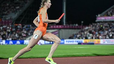 Netherlands' Femke Broeders-Bol competes in the women's 4 x 400m relay final during the European Athletics Championships at Alexander Stadium in Birmingham on August 16, 2026. 
Paul ELLIS / AFP