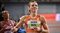 Netherlands' Femke Bol crosses the finish line to win the Women's 400m heat 4 during the Indoor World Athletics Championships in Glasgow, Scotland, on March 1, 2024. 
Ben Stansall / AFP