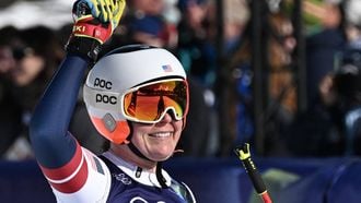 US' Breezy Johnson reacts in the finish area after competing in the women's downhill event during the Milano Cortina 2026 Winter Olympic Games at the Tofane Alpine Skiing Centre in Cortina d’Ampezzo on February 8, 2026. 
Tiziana FABI / AFP