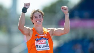 BIRMINGHAM - Jeff Tesselaar in actie bij het kogelstoten op de tienkamp tijdens derde dag van de EK atletiek. IRIS VAN DEN BROEK / ANP