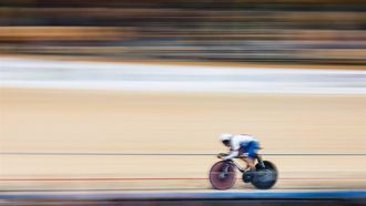 Great Britain's Katy Marchant competes during the women’s sprint qualifying round of the UCI Track Cycling World Championships in Ballerup, Denmark, on October 17, 2024. 
JONATHAN NACKSTRAND / AFP