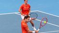 Netherlands' Wesley Koolhof and Demi Schuurs play a point against Norway's Casper Ruud and Ulrikke Eikeri in their mixed-doubles match at the United Cup tennis tournament on Ken Rosewall Arena in Sydney on December 30, 2023. 
DAVID GRAY / AFP