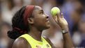 2023-09-08 04:16:35 USA's Coco Gauff gets ready to hit signed balls to the crowd after she defeated Czech Republic's Karolina Muchova during the US Open tennis tournament women's singles semi-finals match at the USTA Billie Jean King National Tennis Center in New York City, on September 7, 2023. 
kena betancur / AFP