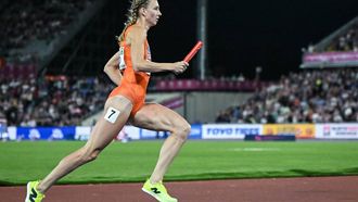 Netherlands' Femke Broeders-Bol competes in the women's 4 x 400m relay final during the European Athletics Championships at Alexander Stadium in Birmingham on August 16, 2026. 
Paul ELLIS / AFP