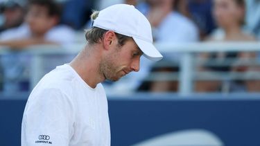 Netherlands' Botic van de Zandschulp looks on as he plays against France's Arthur Gea during the men's singles round of 16 tennis match on day nine of the US Open tennis tournament at the USTA Billie Jean King National Tennis Center in New York City on September 7, 2026. 
Leonardo MUNOZ / AFP