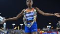 epa11332228 Beatrice Chebet of Kenya celebrates after winning the women's 5000 Metres final competition at the Doha Diamond League athletics meeting, in Doha, Qatar, 10 May 2024.  EPA/NOUSHAD THEKKAYIL