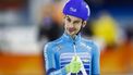 HEERENVEEN - Sjoerd den Hertog juicht na het winnen van de mass start tijdens het WK-kwalificatietoernooi schaatsen in Thialf. ANP VINCENT JANNINK