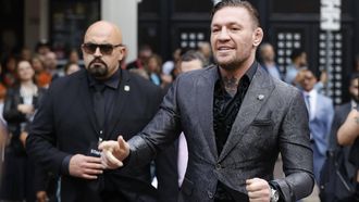 epa11208192 Irish MMA fighter Conor McGregor (R) arrives at the Road House premiere during the South By Southwest (SXSW) Conference and Festival at the Austin Convention Center in Austin, Texas, USA, 08 March 2024. South By Southwest (SXSW) Conferences and Festivals offer the opportunity to enjoy independent films, music, and new technology.  EPA/ADAM DAVIS
