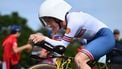Britain's Anna Henderson competes in the women's Elite Individual Time Trial cycling event, 29,9km from Gossau to Zurich, during the UCI 2024 Road World Championships, near Meilen, on September 22, 2024. 
Fabrice COFFRINI / AFP