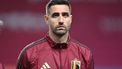 Belgium's goalkeeper #01 Koen Casteels listens to their national anthem prior to the UEFA Nations League football match League A, Group A2, Day 1, Belgium v Israel in Debrecen, Hungary, on September 6, 2024. 
Attila KISBENEDEK / AFP