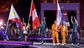 Netherlands' delegation (R) on stage during the Paris 2024 Paralympic Games Closing Ceremony at the Stade de France, in Saint-Denis, in the outskirts of Paris, on September 8, 2024. 
GEOFFROY VAN DER HASSELT / AFP