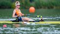 AMSTERDAM - Karolien Florijn in actie tijdens de kwartfinale op het onderdeel skiff op de vijfde dag van de wereldkampioenschappen roeien op de Bosbaan in het Amsterdamse Bos. IRIS VAN DEN BROEK / ANP